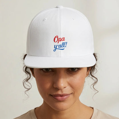 TP HERO: Person wearing a white cap with 'Opa y'all!' text on a plain background