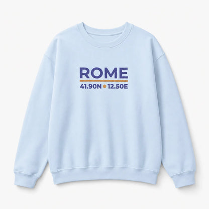 Light Blue Rome Coordinates Embroidered Sweatshirt flat lay showing the front embroidered design.
