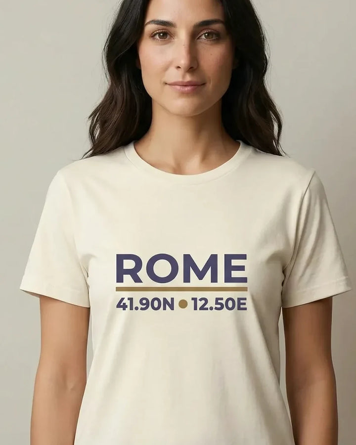 Rome Coordinates T-Shirt Day Edition, Minimal City Design Tee, Travel T-Shirt, Unisex Shirt, ToldPrint Mediterranean graph...