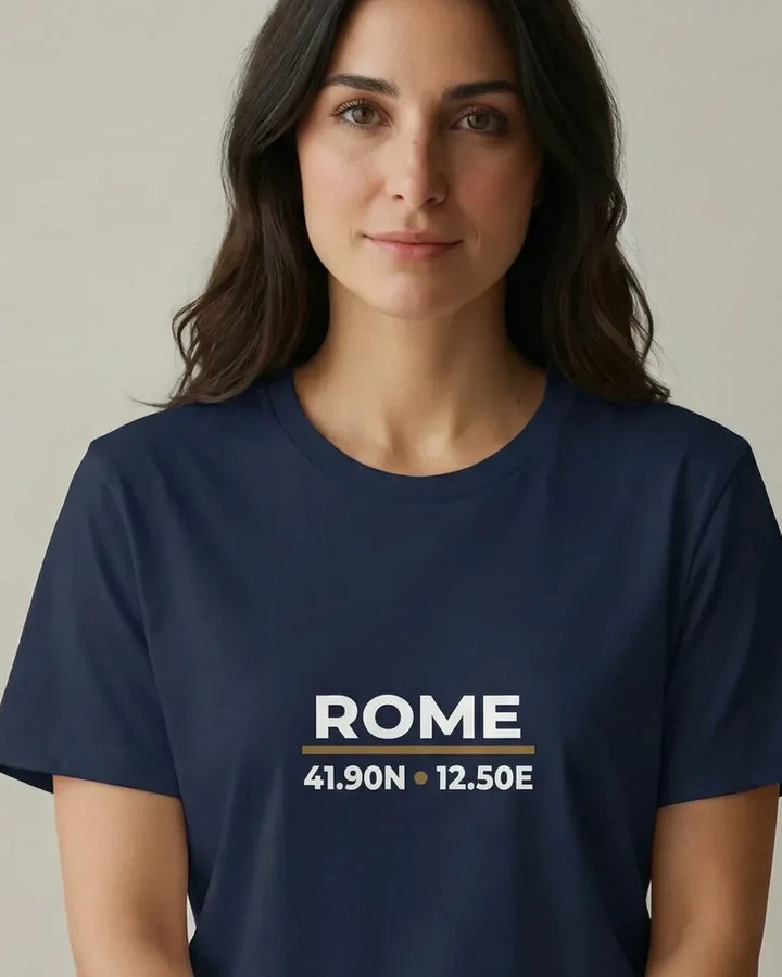 Rome Coordinates T-Shirt Night Edition, Minimal City Typography Tee, Travel T-Shirt, Unisex Shirt, ToldPrint Mediterranean...
