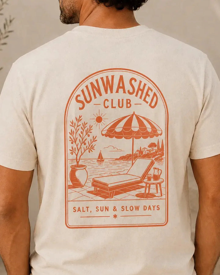 Sunwashed Club Mediterranean Graphic T-Shirt, ToldPrint Mediterranean graphic t-shirt