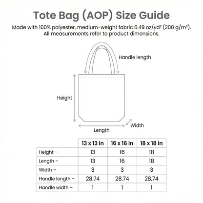 Aegean Cats Tote Bag AOP Size Guide