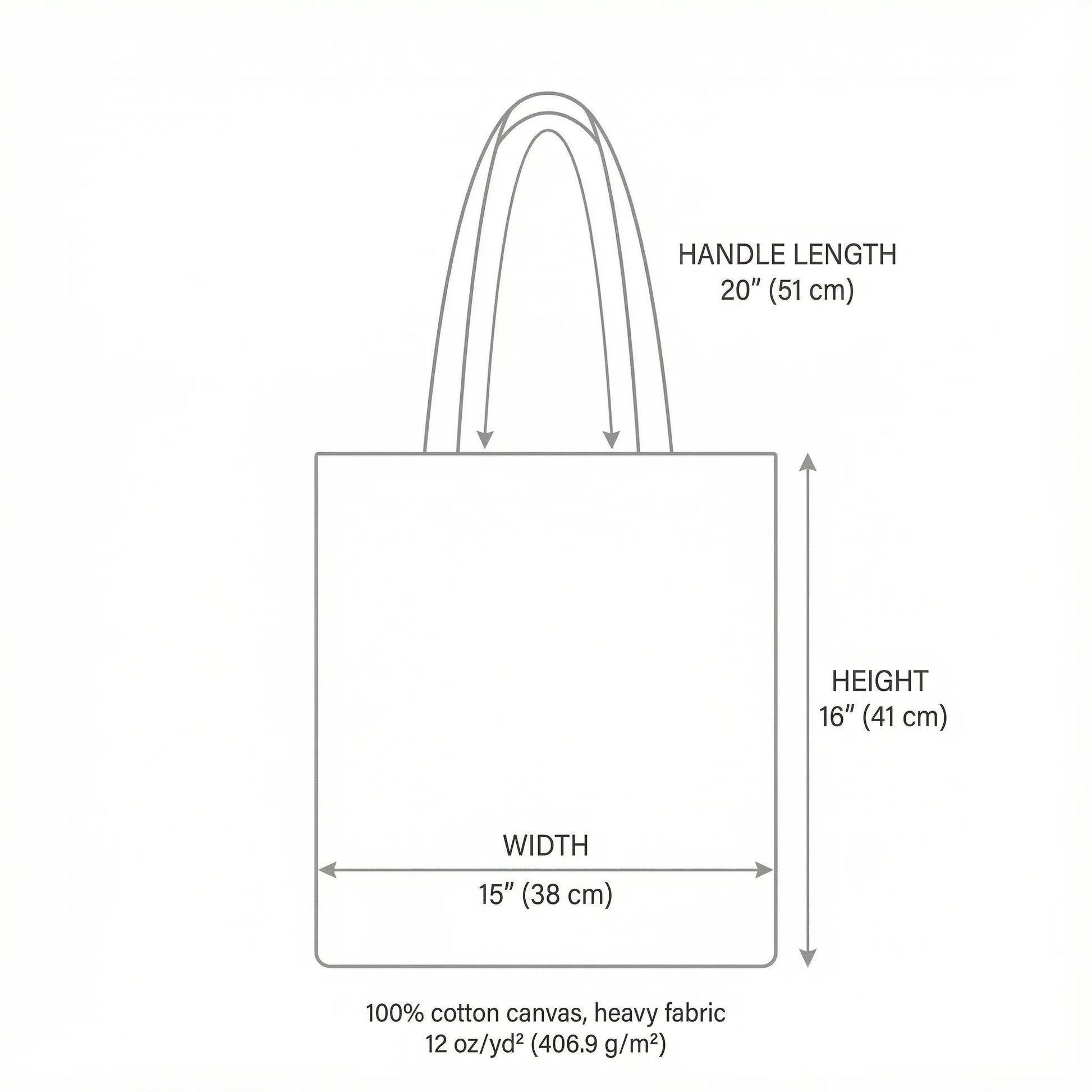 Tote bag size and dimensions chart for Liberty Bags OAD113.