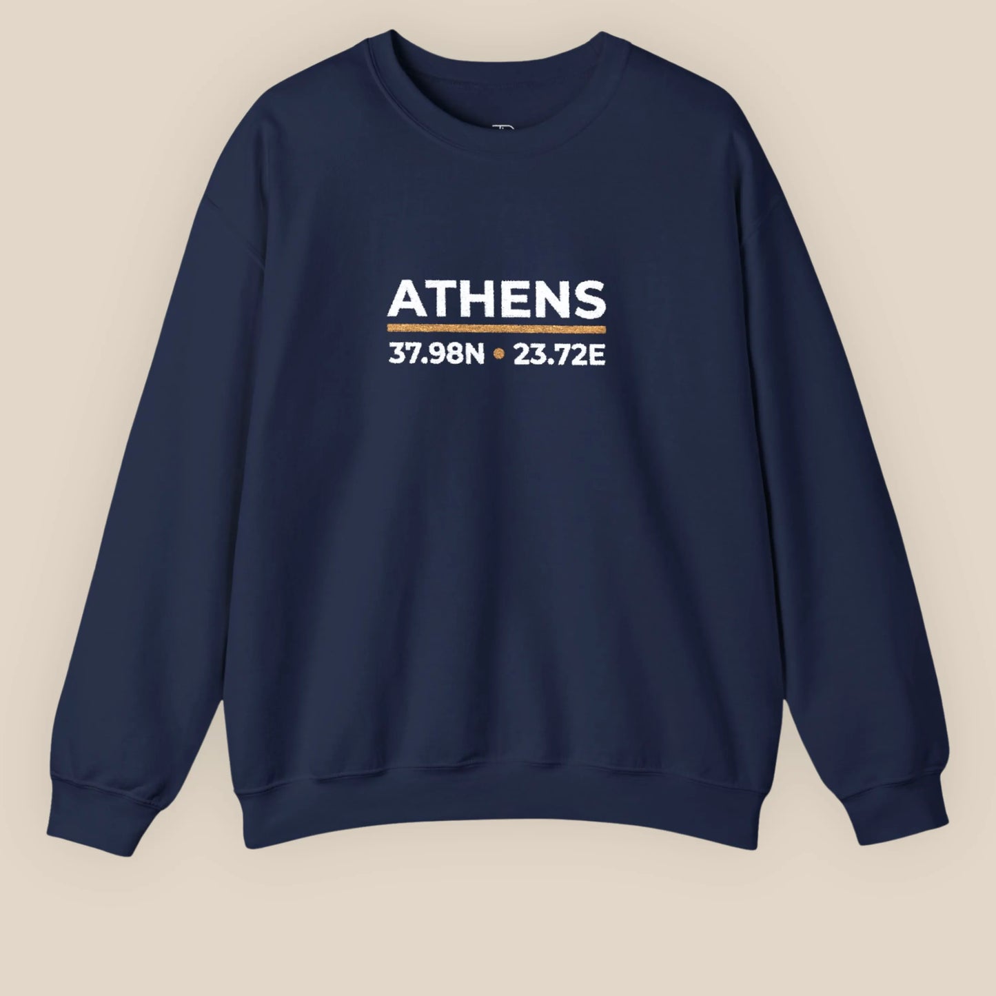Athens coordinates crewneck sweatshirt in navy flat lay product image
