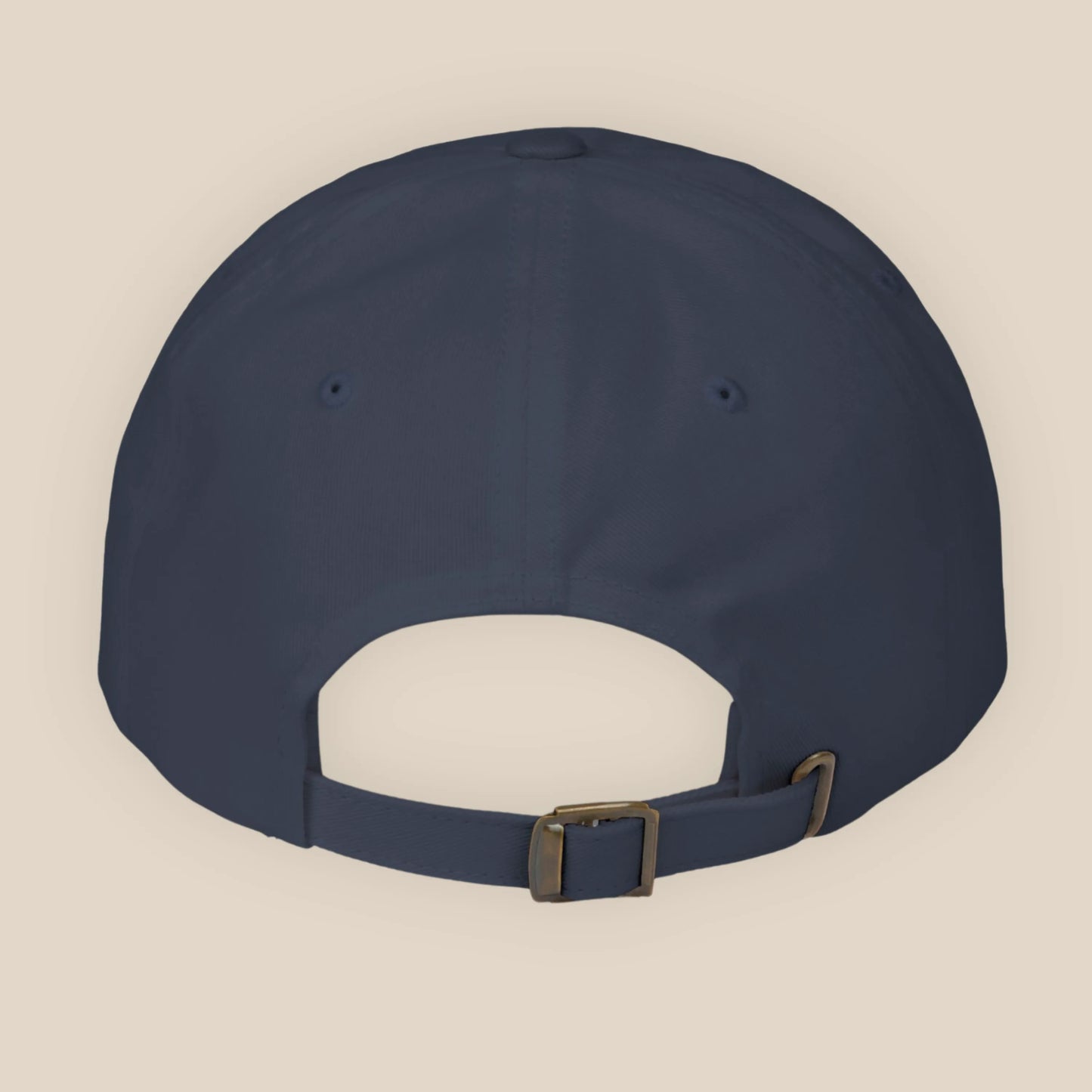 Back view of adjustable Athens coordinates dad cap with buckle strap.