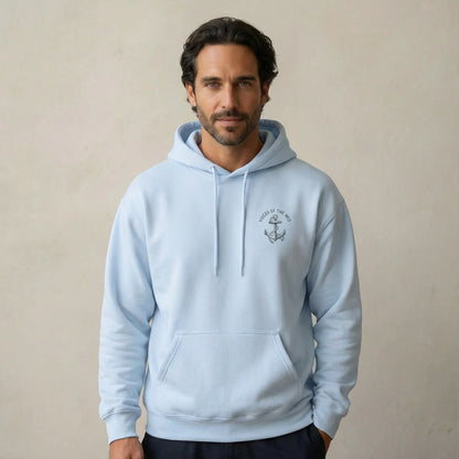 TP:HERO Front view of Monk Seal Embrace hoodie with minimalist ocean glyph on chest