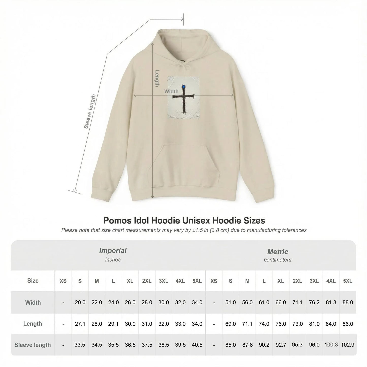 Size Chart of Pomos Idol hoodie