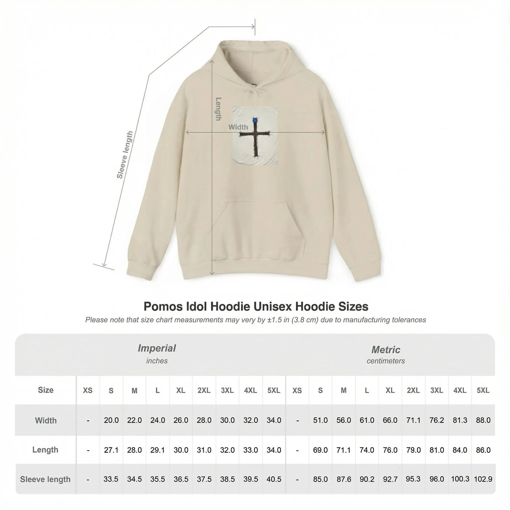 Size Chart of Pomos Idol hoodie