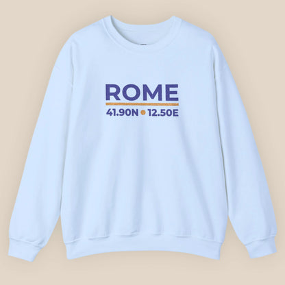 Light blue Rome coordinates embroidered sweatshirt flat lay, front view