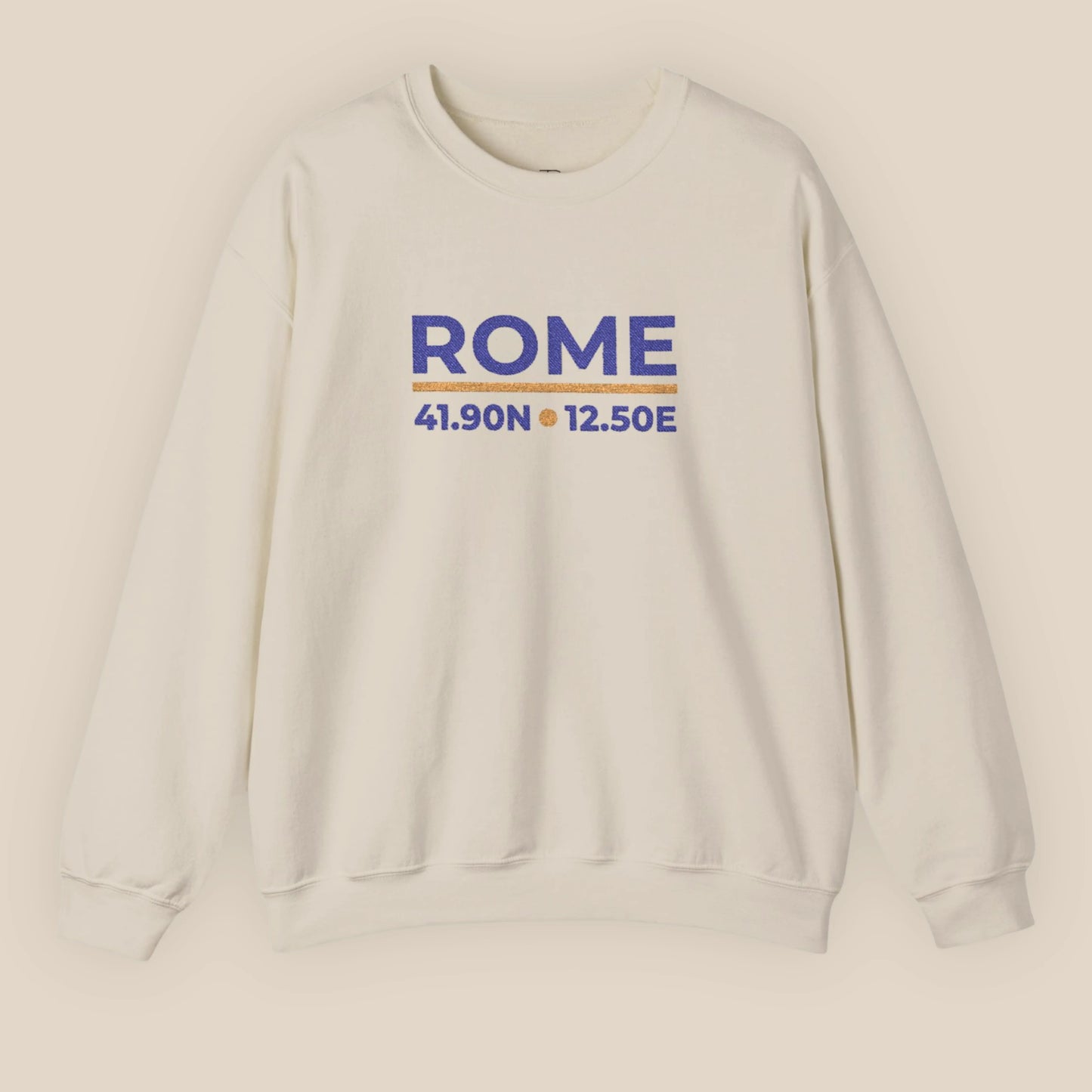 Sand Rome coordinates embroidered sweatshirt flat lay, front view