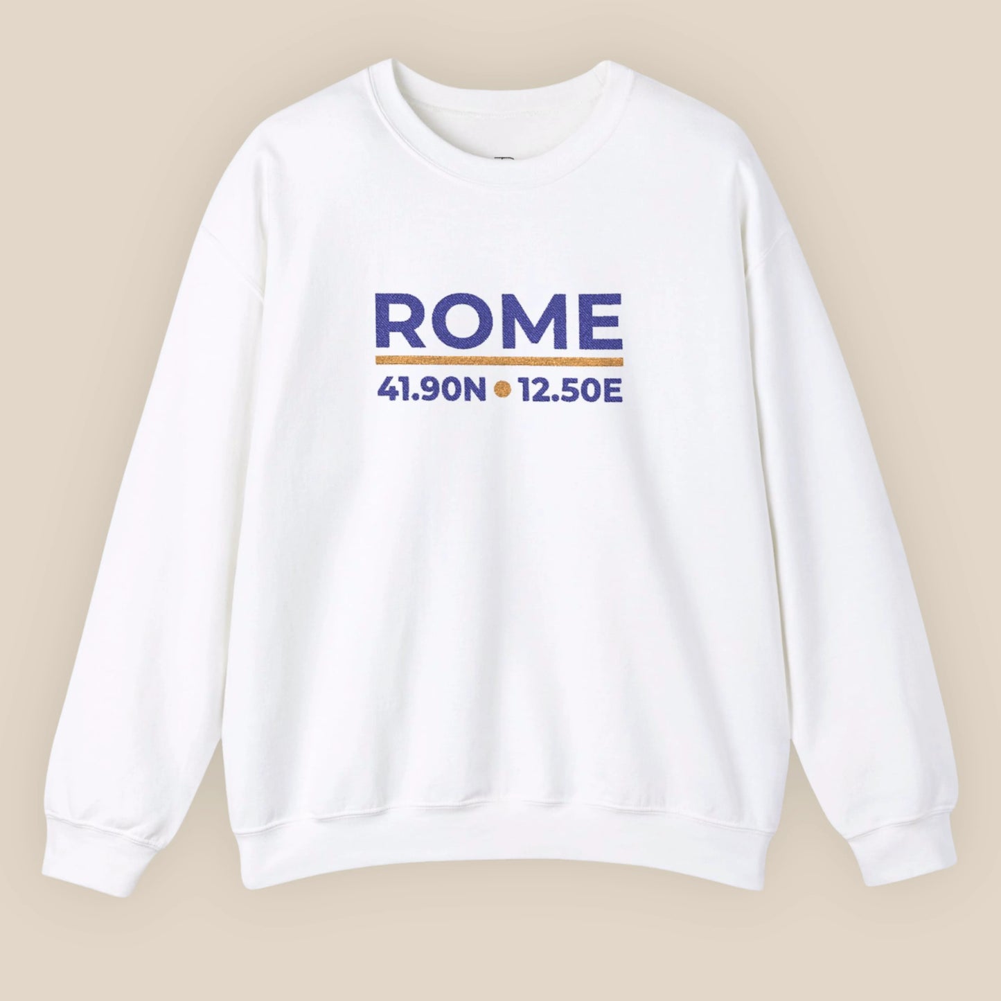 White Rome coordinates embroidered sweatshirt flat lay, front view