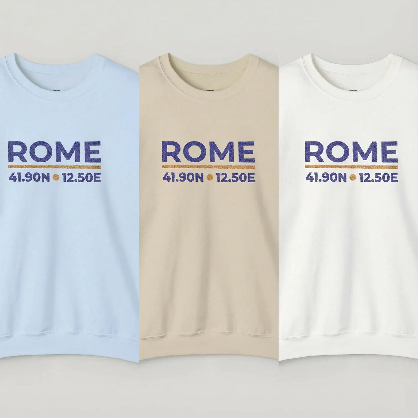 Rome coordinates embroidered sweatshirt color lineup showing all available colors
