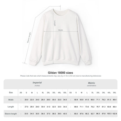 Coordinates embroidered sweatshirt size chart with measurements in centimeters and inches