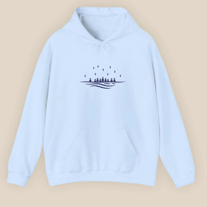 Flat lay of the light blue Sea Crossing hoodie