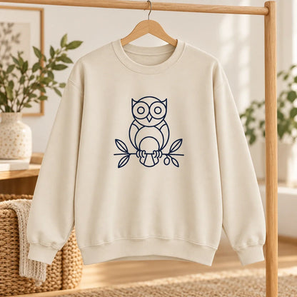 Owl Wisdom Sweatshirt Sand - hanging garment mockup