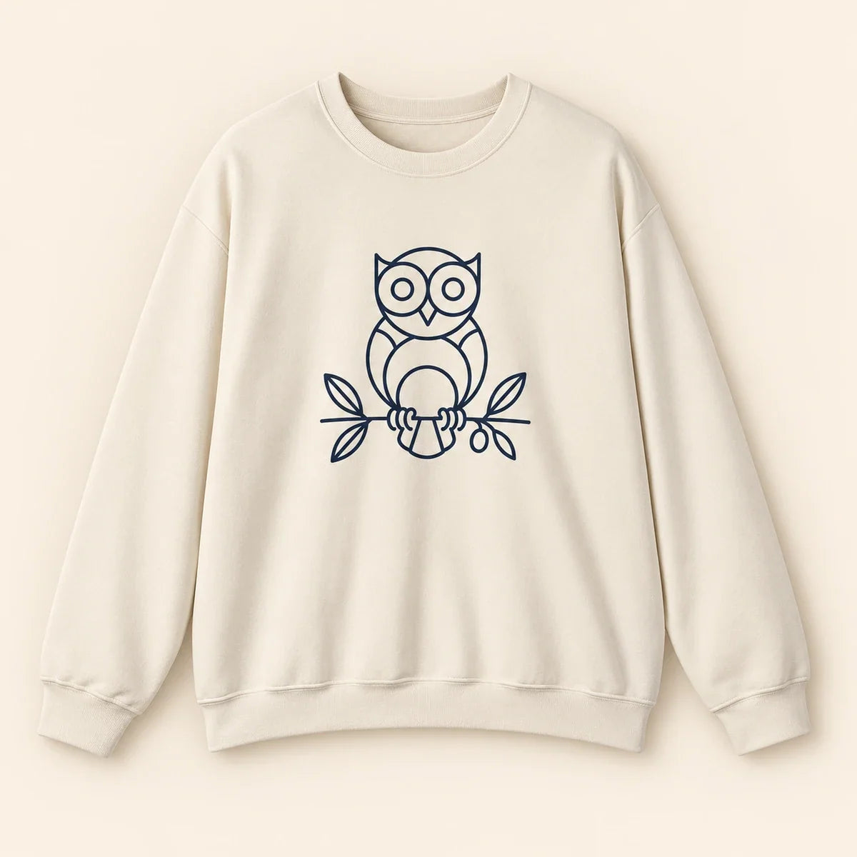Owl Wisdom Sweatshirt Sand - clean product card mockup