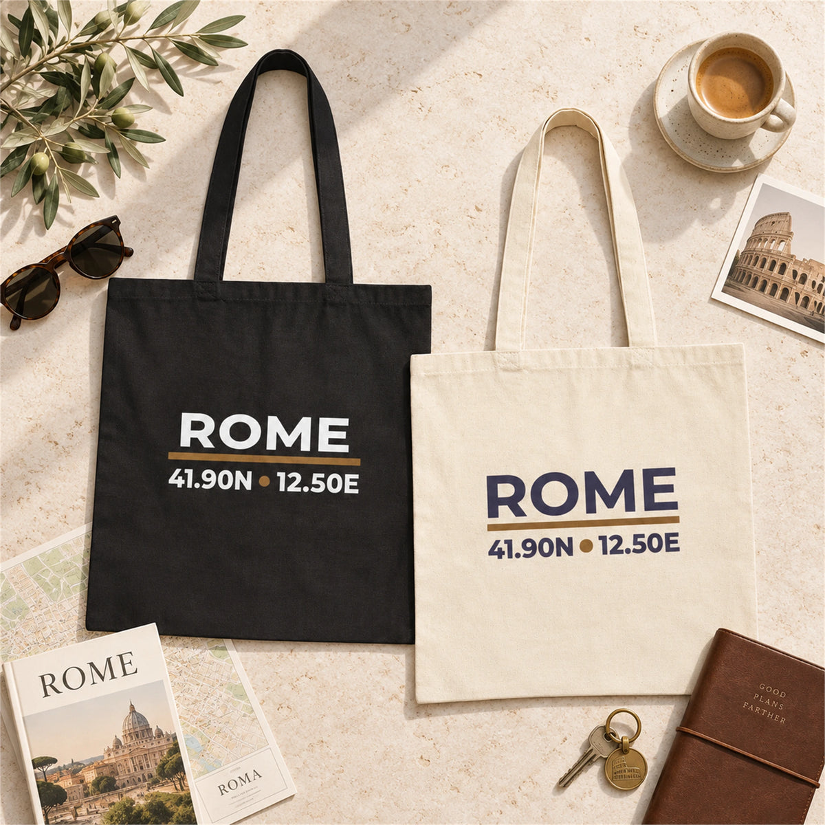 Rome Coordinates tote bag flat lay image
