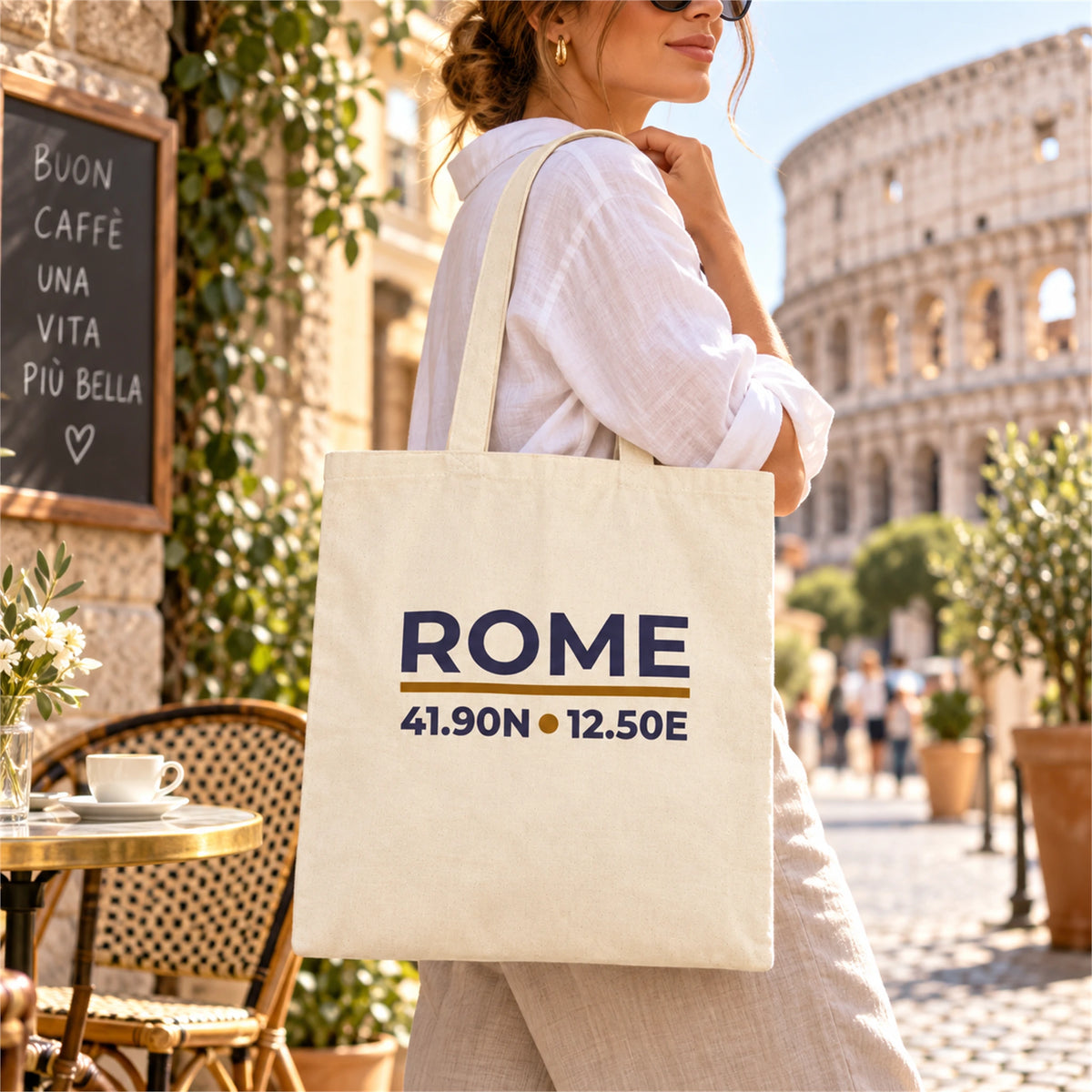 TP HERO: Rome Coordinates tote bag lifestyle image