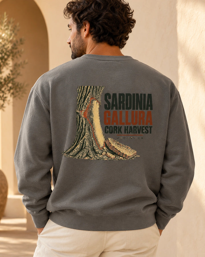 Sardinia Cork Harvest Grey sweatshirt back on model card image