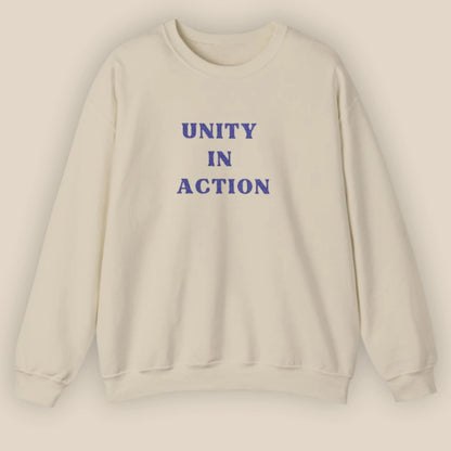 Flat lay of Unity in Action Greek solidarity slogan embroidered unisex hoodie by ToldPrint