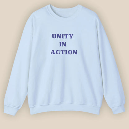 Flat lay of Unity in Action Greek solidarity slogan embroidered unisex hoodie by ToldPrint