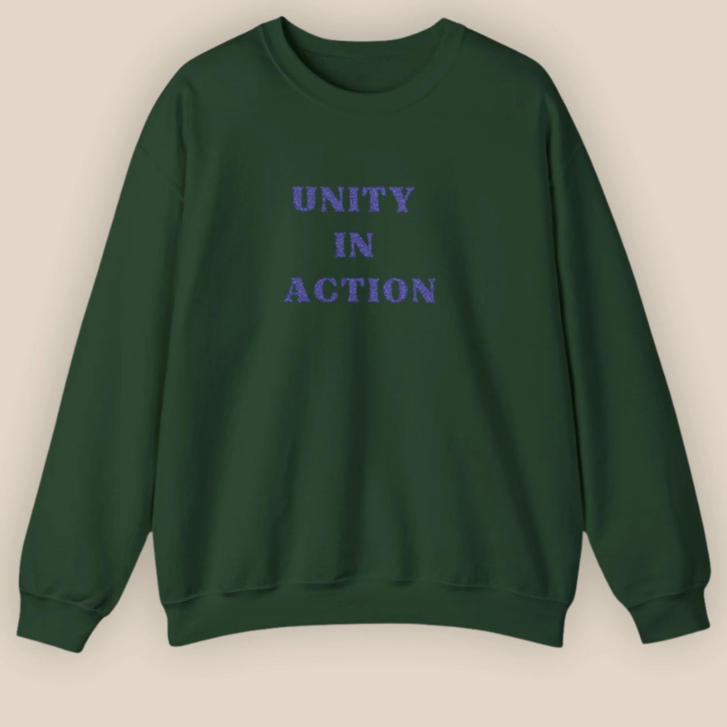 Flat lay of Unity in Action Greek solidarity slogan embroidered unisex hoodie by ToldPrint