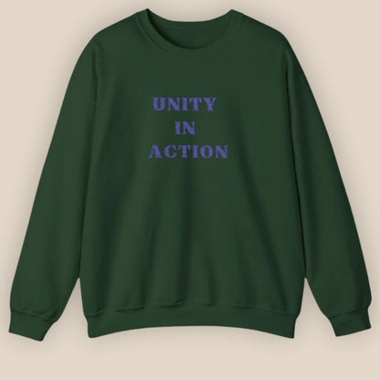 Flat lay of Unity in Action Greek solidarity slogan embroidered unisex hoodie by ToldPrint