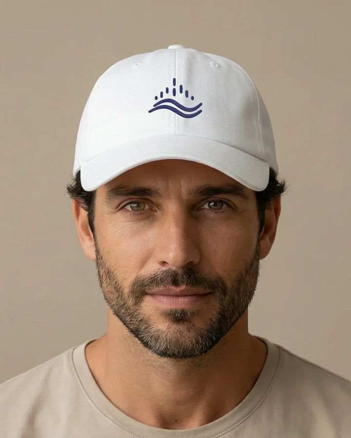 Waves Emblem Dad Cap, Minimal Ocean Symbol Hat, Embroidered Cotton Cap, Unisex Adjustable Hat, ToldPrint Mediterranean gra...